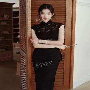 여성 레이스 여름 치파오 스튜디오 드레스 촬영