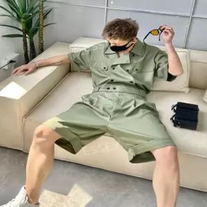 남성 점프수트 점프슈트 반바지 카고 멜빵 팬츠 오버롤 여름 썸머 반팔 바지 캐주얼