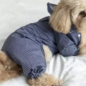 강아지 심플 땡땡이 디자인 비 올 때 산책 우비 코디 강아지옷 애견의류 강아지방수옷 심플한강아지옷