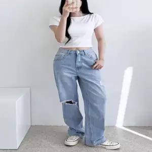 여성빅사이즈 1010W 와이드레그 SIN 찢청데님 여성하의 여자하의 데님 찢청 와이드
