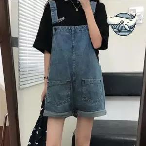 루즈핏 데님 멜빵 반바지 캐주얼 하프팬츠 앞뒤 여성가을바지 가을바지 여성가을슬랙스