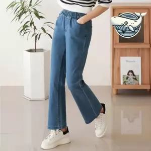 허리밴딩 통 데님 팬츠 캐주얼 스타일 데일리 여성청바지 여성데님팬츠 데님바지