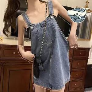 캐주얼 데님 미니 멜빵 원피스 프론트 포켓 여름스커트 여름청치마 청스커트 여름치마