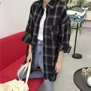 여성 체크 패턴 블라우스 캐주얼 포멀 스타일 체크남방 체크셔츠 청남방 남방 여성셔츠