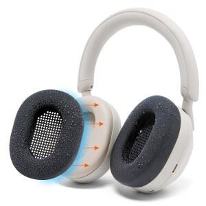 WC 스웨트Z XM5 - Wicked Cushions의 소니 WH1000XM5 특허 이어패드 스웨트 커버 | 풀 360 보호 땀 방지 및 쉽게 세탁 가능 블랙
