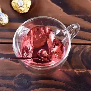 TBZ 투명한 러브하트 이중 유리컵 270ml 쥬스컵 귀여운컵