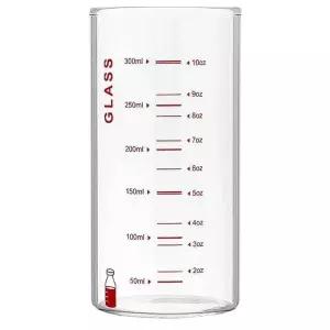 TBZ 내열유리 눈금패턴 실린더 유리컵 350ml 레드 쥬스컵
