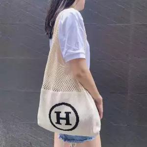 고품질 H 포인트 라탄 해먹 그물 숄더 백 쇼퍼백 장바구니 여행가방 (WC232B6)