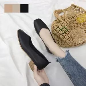 고품질 사각 앞코 플랫슈즈 여성 낮은 굽 심플 구두 3CM (WB35116)
