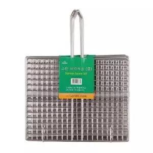 사각 스텐 손잡이 석쇠-중 약30x24cm 그릴판 구이판 직화 철판 그릴 (WB84804)