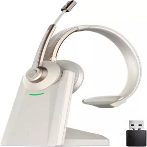 블루투스 헤드셋 마이크 노이즈 캔슬링 및 USB 동글이 된 무선 헤드폰 음소거 충전 도크가 V50 트럭 운전사