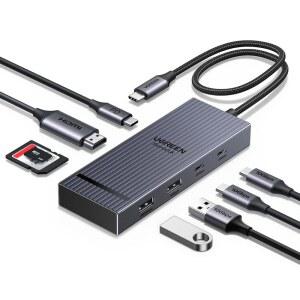 UGREEN REVODOK PRO USB C 허브 노트북 8 IN 1 애플호환 도킹 스테이션 4K 60HZ HDMI 100W PD 충전 USBC 및 USBA 10GBPS 데이터 포트 /AIR 아이패드호환 PRO XPS THINKPAD용 SD /TF 카드 리더