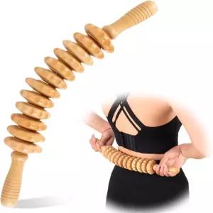 킨트키타 우드 테라피 마사지 도구 12 롤러 나무 스틱 16.8인치 셀룰라이트 감소를 위한 림프 배액 마사지기 근육 긴장 및 체형 컨투어링 12 Roller Stick
