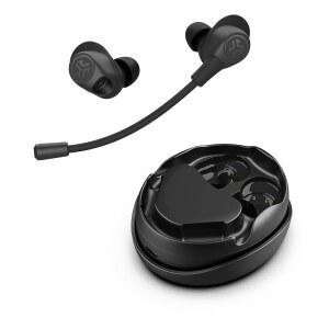 분리 가능한 노이즈 캔슬링 붐 마이크 블랙 긴 55시간 이상 재생 시간 블루투스 멀티포인트 USB-C 충전 도크가 장착된 JLAB 워크 버즈 인이어 트루 무선 헤드셋