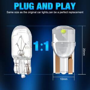 10pcs T10 W5W LED 전구 194 168 자동차 인테리어 돔 읽기 조명 웨지 주차 번호판 램프 12V