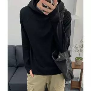 르아르 LEIRE 리브드 후디드 롱슬리브 티셔츠 블랙 L26SPTS00801 508929