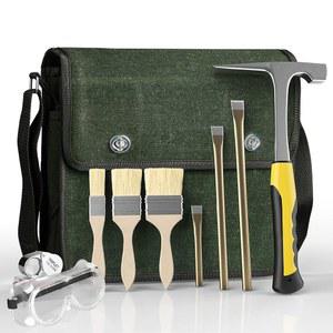 TZDTMEOS 10PCS 지질학 암석 픽 해머 키트, 망치 도구, 32온스 및 3PCS 굴착 끌 세트, 무셋 백, 보석상 루프, 안전 고글, 3BRUSH.