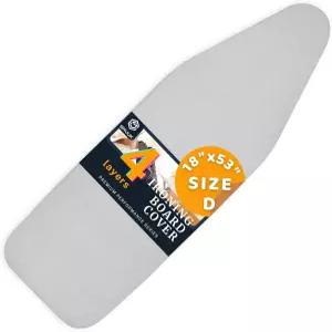 SAVUK 다리미 보드 커버 및 패드 표준 크기 실리콘 코팅 4겹 18 x53 인치 엑스트라 헤비 듀티 두꺼운 패딩