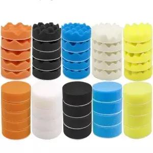 10 Pcs 3 인치 연마 패드 폼 드릴 스폰지 버핑 80mm 몰려 들고 자동차 버퍼 세부 폴리 셔 왁싱 청소