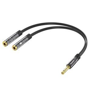 킹탑 3.5mm 헤드폰 마이크 스플리터 어댑터 - [남성 1~여성 2명] PC 게이밍 헤드셋과 호환되는 헤드셋 노트북 PS4 Xbox One Android용 TRRS 오디오 및 Y 케이블
