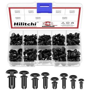 힐리치 240PCS 2MM 3MM 3.5MM 4MM 5MM 나일론 리벳 푸시 클립 패스너 자동차 범퍼 나사 모음 키트 피팅 범퍼용