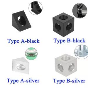 4PCS 알루미늄 프로파일 앵글 코너 압출 90도 큐브 방향 레귤레이터 블록 커넥터 Type A silver