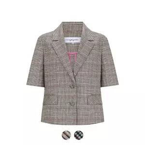 꼼빠니아 크롭 카라넥 체크 자켓_CADU5-WJK130 509566