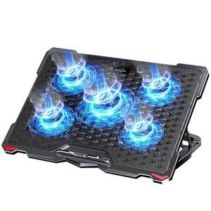 체슨 노트북 쿨링 패드 5 팬 최대 17.3인치 헤비 쿨러 블루 LED 조명 USB 포트 2개 S035 블루-5팬