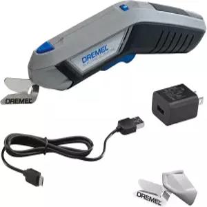 USB 충전식 배터리와 두 개의 블레이드 부착물이 있는 Dremel 4V 무선 전기 가위 판지 천 종이를 자르는 데