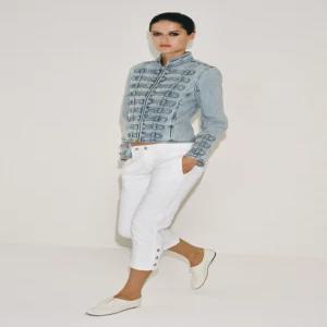 ZARA ZW 컬렉션 미드라이즈 카프리 청바지 - 화이트 5474/065/250