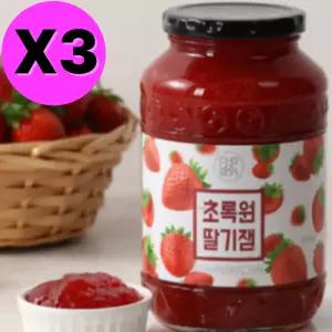 초록원 딸기 잼 시럽 퓨레 과일잼 560g X3개 딸기라떼 BNS