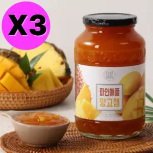 초록원 파인애플 망고 잼 퓨레 시럽 대용량 560g X3개 BNS
