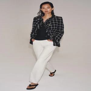 ZARA ZW 컬렉션 미드라이즈 스트레이트 청바지 - 크림 6840/110/712