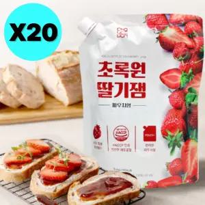 초록원 딸기잼 파우치형 대용량 1kg X 20 업소용 대량 BNS