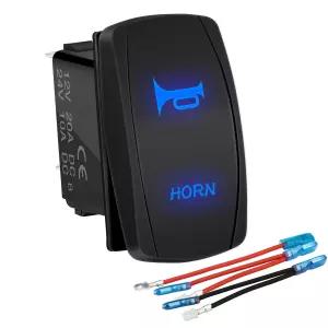 DaierTek 12V 경적 버튼 순간 로커 스위치 파란색 LED 레인저 오토 트레인 ATV UTV RZR 보트 해상 토글