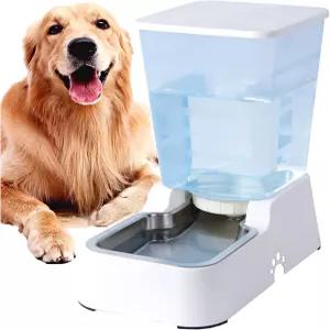 마이쿨러 자동 개 고양이 물 디스펜서 대용량 5L 및 스테인리스 스틸 볼이 있는 중대형 개(흰색 5L)