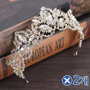 TBZ 셀프웨딩 크리스탈 티아라 장식-로사x2개 티아라왕관-WFMIEDC