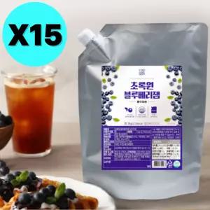 초록원 블루베리잼 파우치형 대용량 1kg X15개 업소용 BNS