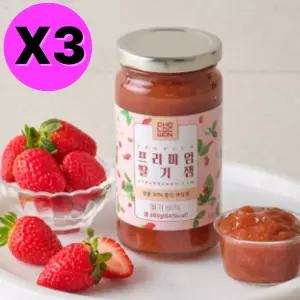 초록원 당을줄인 저당 딸기잼 380g X3 국산 딸기 듬뿍 BNS