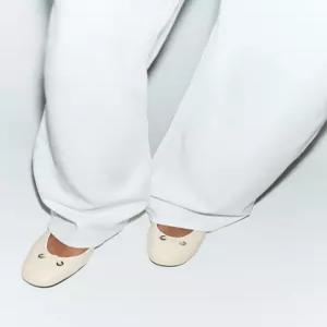 ZARA 레더 웨지 슬링백 발레리나 플랫슈즈 - 화이트 2263/710/001