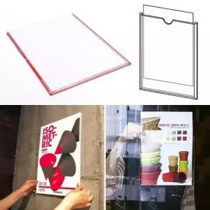 이우 A4 부착식 투명 안내판 인포프레임 홍 전단지