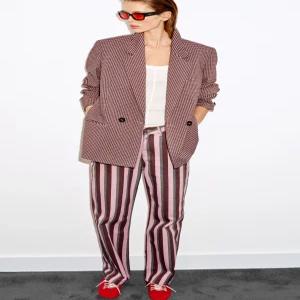 ZARA 퍼 레더 발레리나 플랫슈즈 - 레드 2560/710/600