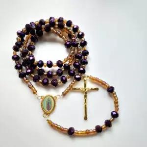 십자가팔찌 묵주 성물 퍼플 팔찌묵주 성모마리아팔찌 비즈 플랫 TBZ 천주교