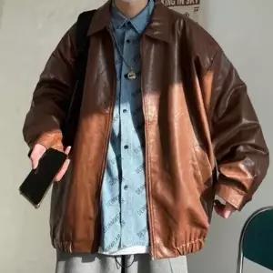 강렬하고 스타일리쉬한 무드 오버핏 레더 재킷 데일리 캐주얼 아우터 빈티지 스트릿 패션