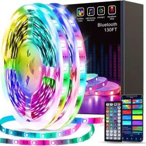 텐미로 LED 스트립 조명 130피트 65피트 2롤 스마트 라이트 앱 컨트롤 RGB 룸 파티용 음악 동기화 색상