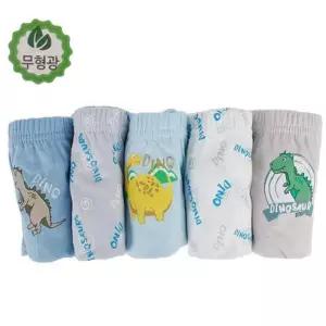 [오마샤리프]ECO 남아 아동 디노소어 무형광 삼각 팬티 5종 세트
