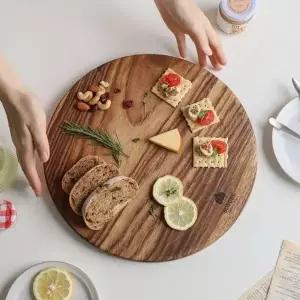 캠핑 이우 고기 플레이팅 통원목 도마 특대 예쁜 양면