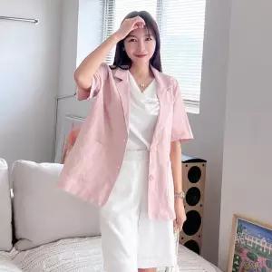 빅사이즈 606 베이직린넨반팔자켓 DBNP589