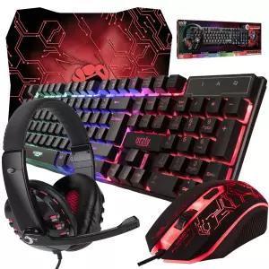 게이밍 키보드와 마우스 패드와 헤드셋 PC 게이머와 xbox 호환용 및 PS4 사용자를 위한 유선 LED RGB