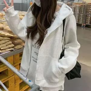 [하프클럽/]남녀공용 오버핏 심플 후드집업 커플 집업 봄가을 자켓 캐주얼